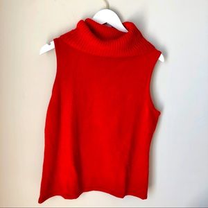 Carolyn Taylor Vintage Red Sleeveless Knit Cowl Neck Large